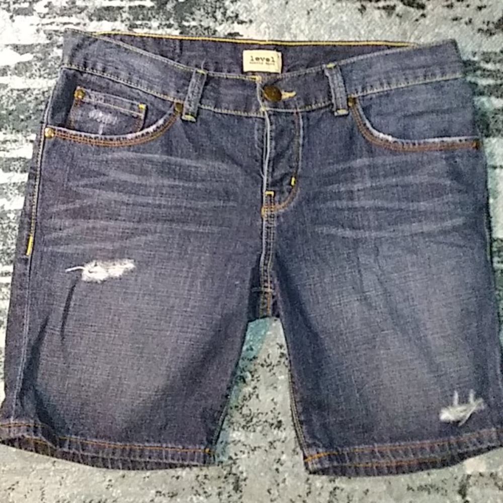 Level ninety nine bermuda denim shorts distressed